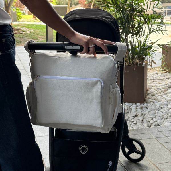 תיק עגלה לתאומים /צמודים דגם דרים שמנת