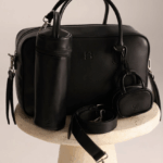 תיק עגלה לונה שחור עם נרתיק בקבוקים שחור